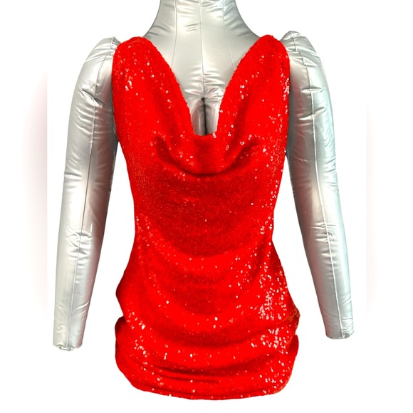 CELEBRITY FASHION® by HERA COLLECTION, Red Sequin Dress, Size L - Picture 2 of 10
